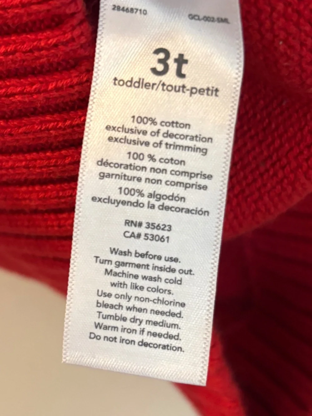 Carter's Toddler Boy Quarter Zip Sweater 3T Red Bear Logo Cotton Knit
